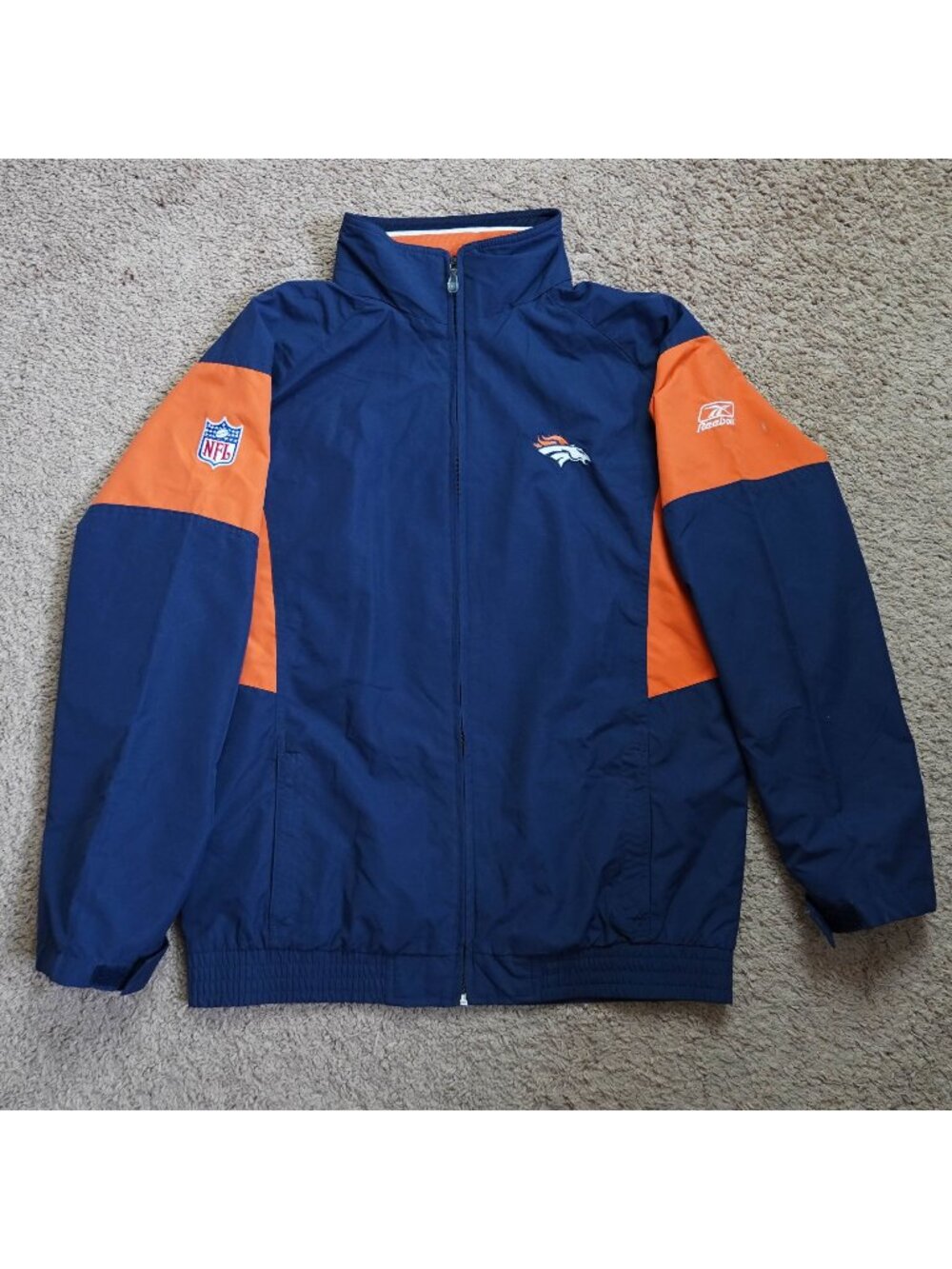 NFL Denver Broncos Full Zip Windbreaker Youth XL 18-20 Vented Reebok Jacket